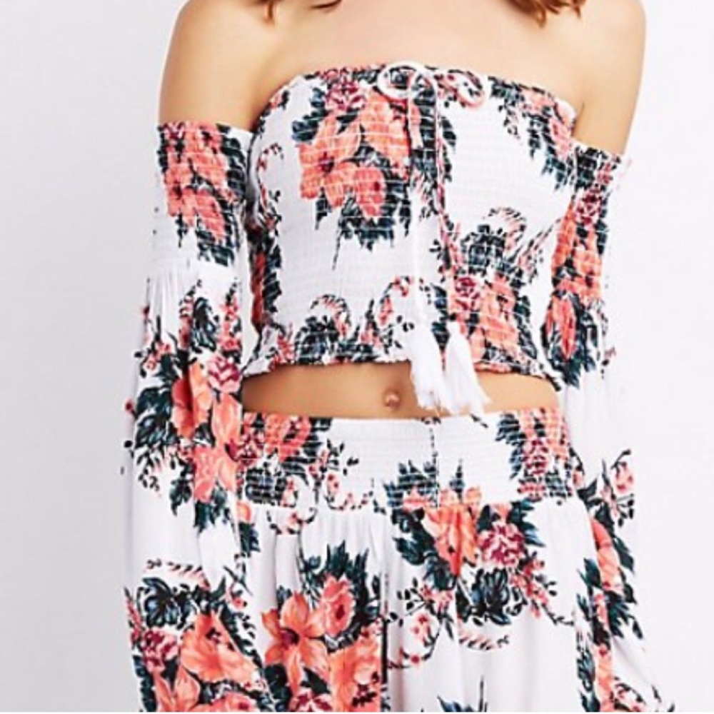 Floral White Crop Top
