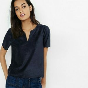Express Suede like Scallopped Shirt