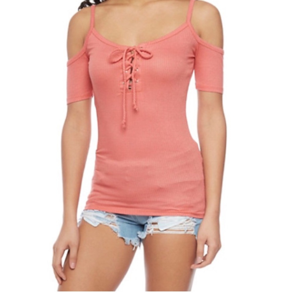 Pink Shoulder-Less Blouse