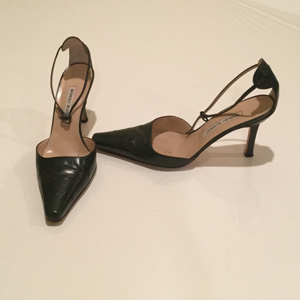 Manolo Blahnik dark green shoes