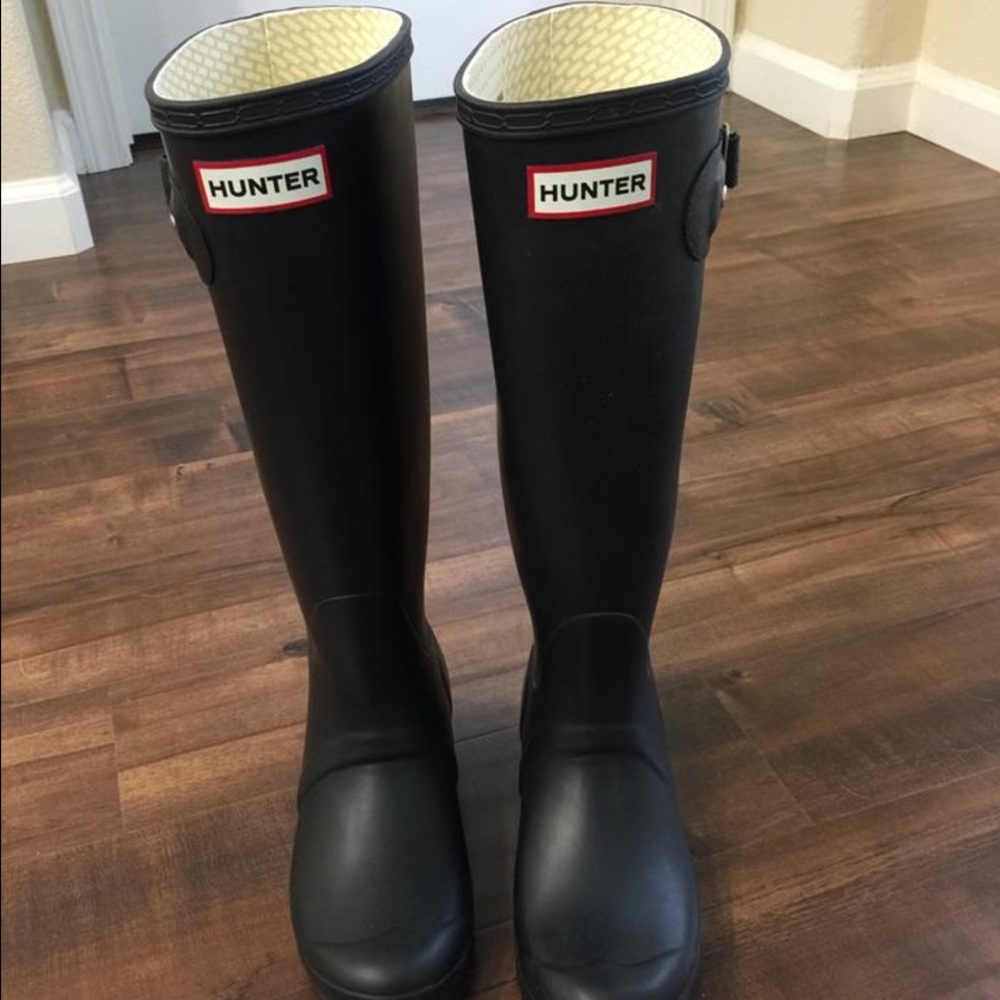 ONLY WORN ONCE Hunter Tall Rain Boots Black Sz 5