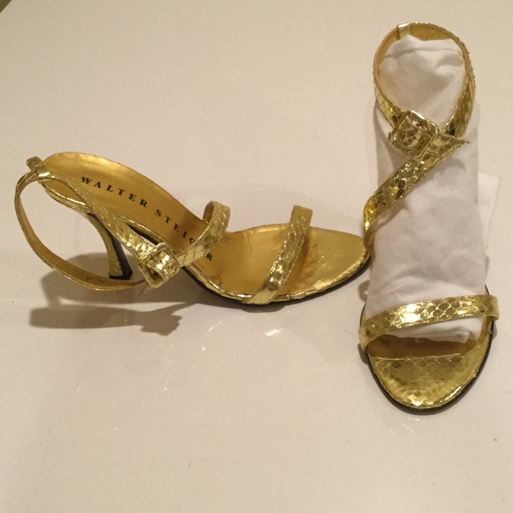 Walter Steiger bright gold snake shoes