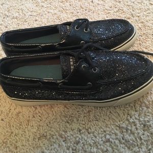 Black Sparkly Sperry Top-Siders