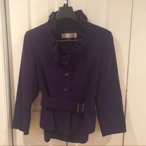 Tahari skirt suit. Purple with belted blazer. 2P