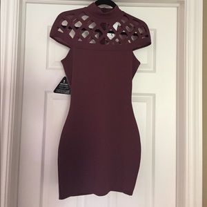 Burgundy body con mini dress