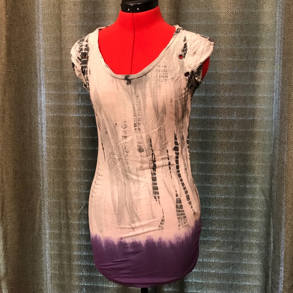 Forever 21 XXI Long Grey Purple Snake Print Tank