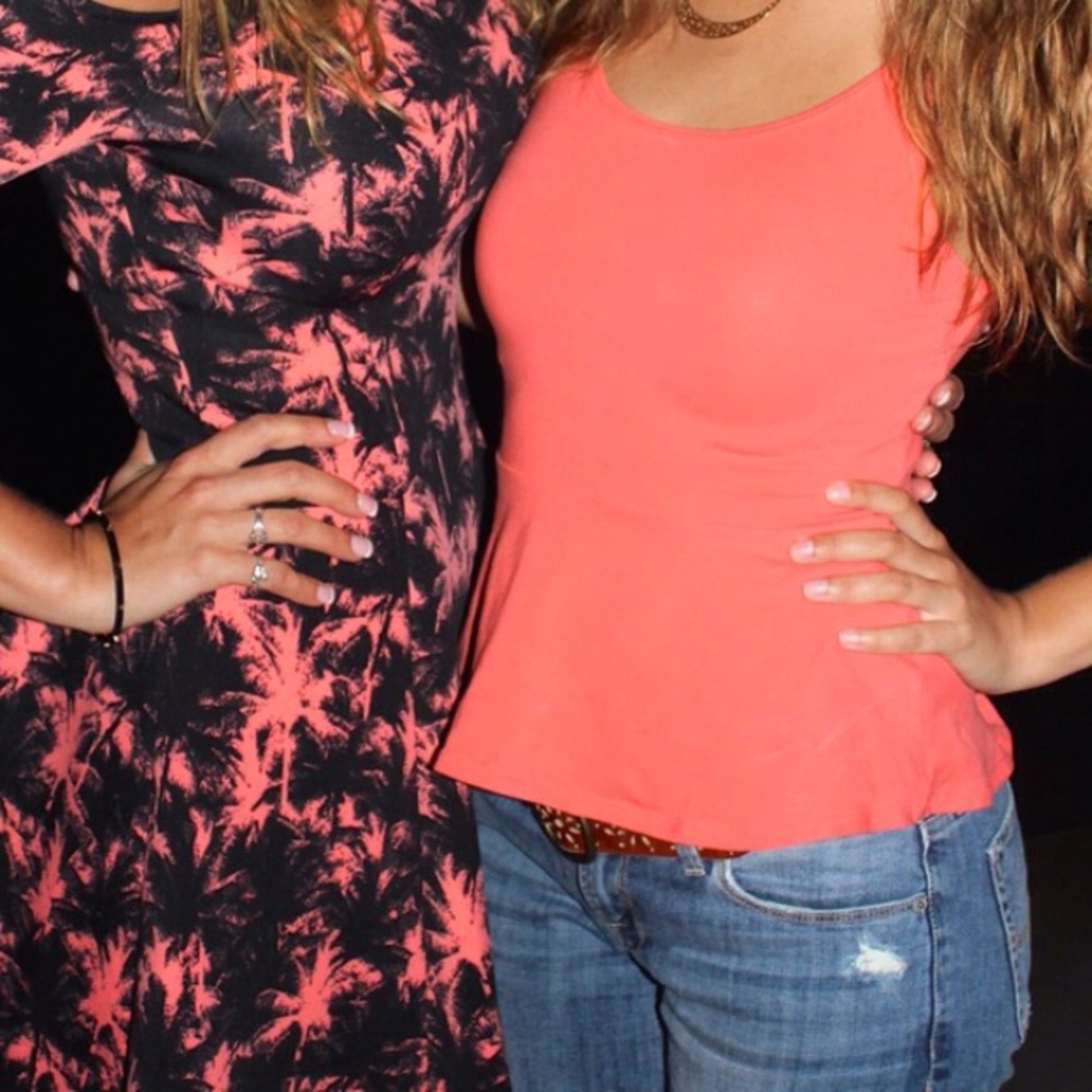 Express coral peplum tank top