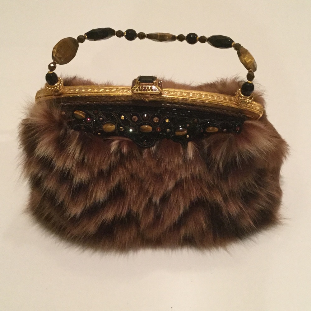 Larissa Barrera fur and genuine stone bag