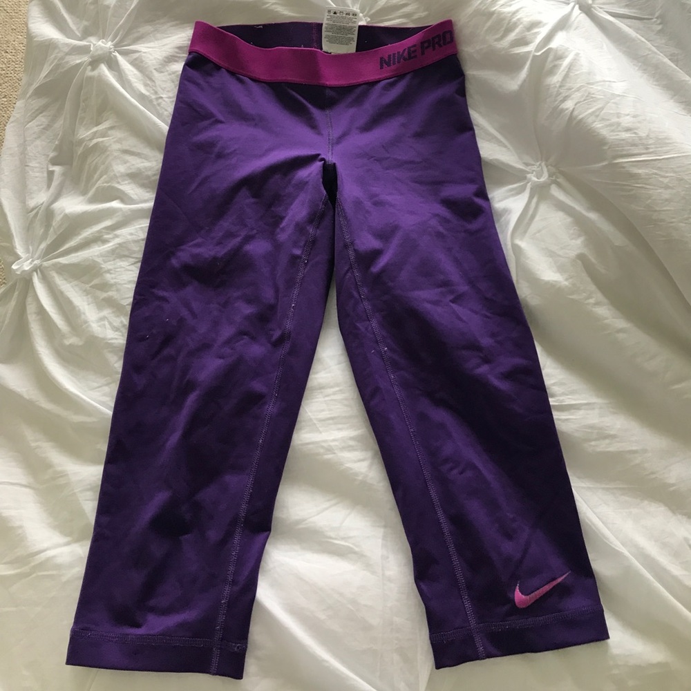 Purple Nike pro capris