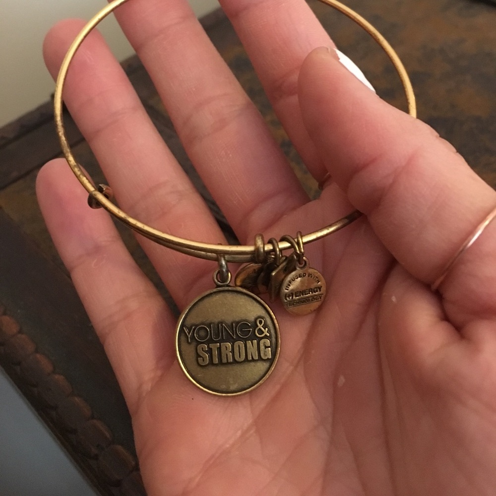 Alex and ani gold young and strong bracelet