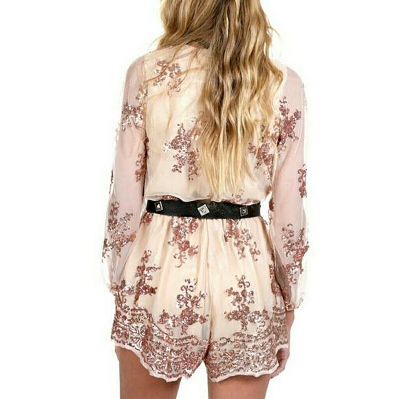 Here size large rose gold jumpsuit❤️🌹👍⭐️🎈🎉😉😍 - Picture 2 of 4