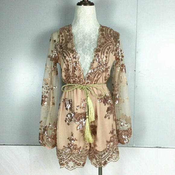 Here size large rose gold jumpsuit❤️🌹👍⭐️🎈🎉😉😍 - Picture 3 of 4