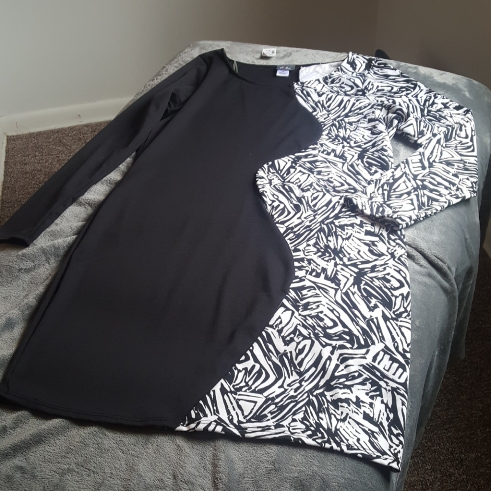 Black and white fitted dress