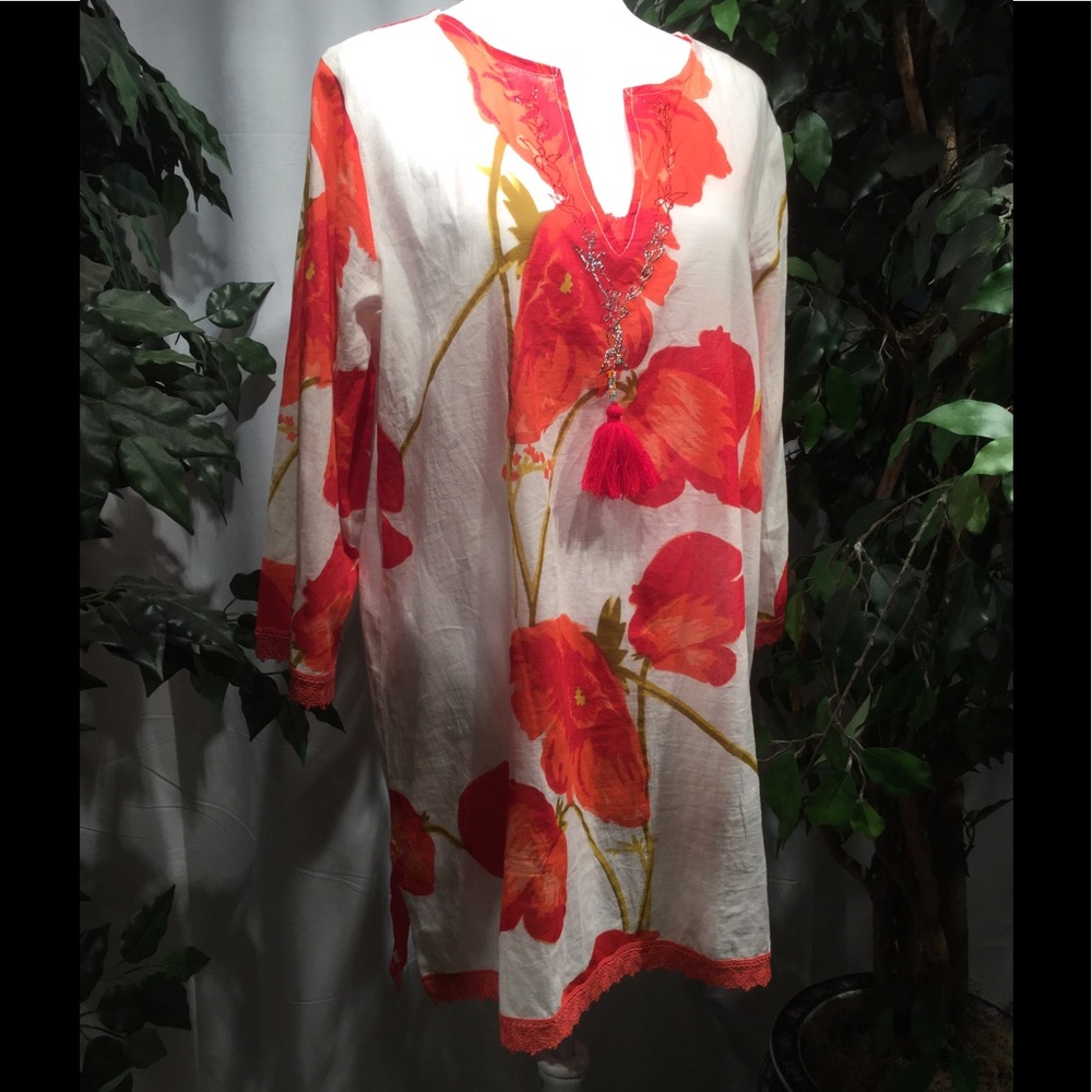 Blue Plate Floral Beach Cover Up