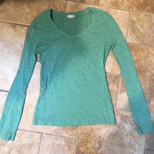 Green Swoop Neck Long Sleeve