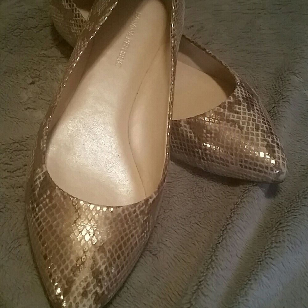 Banana Republic metallic gold snakeskin flat