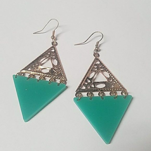 E1188 Gold & Acrylic Geo Drop Earrings CHOICE - Picture 3 of 9