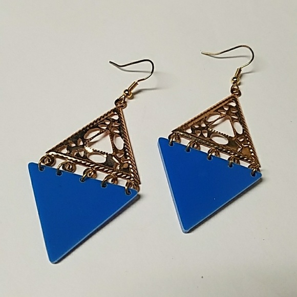 E1188 Gold & Acrylic Geo Drop Earrings CHOICE - Picture 4 of 9