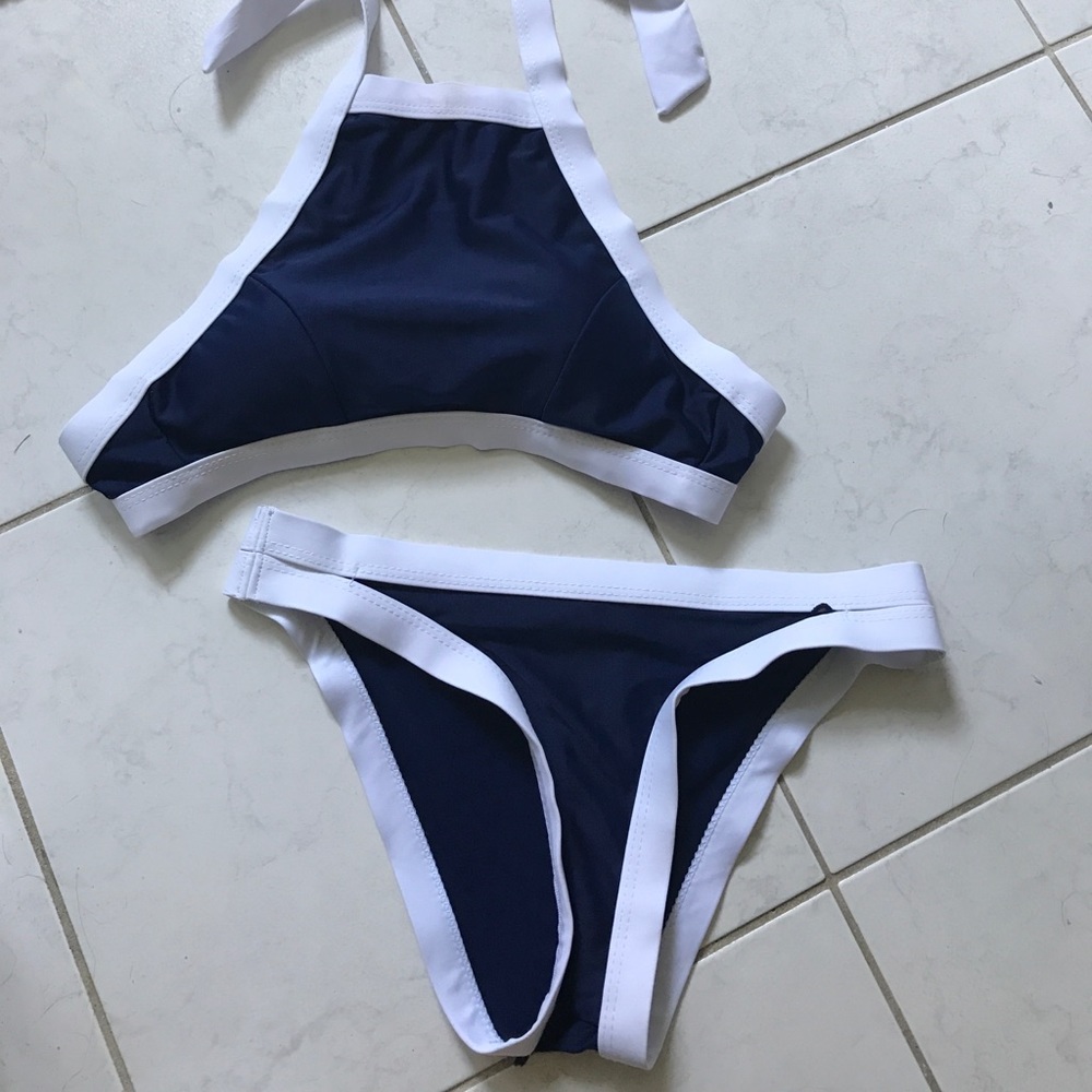 Navy High Neck Bikini