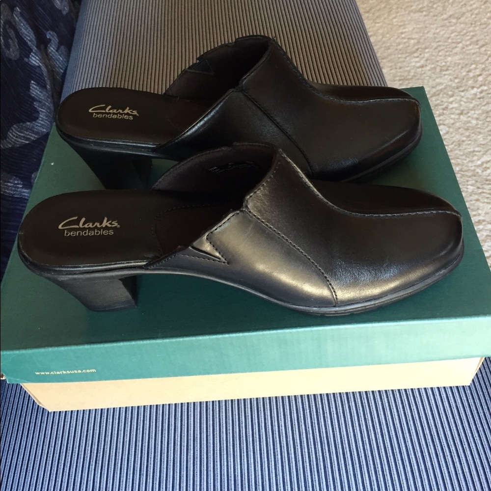 Clarks black slip on shoe