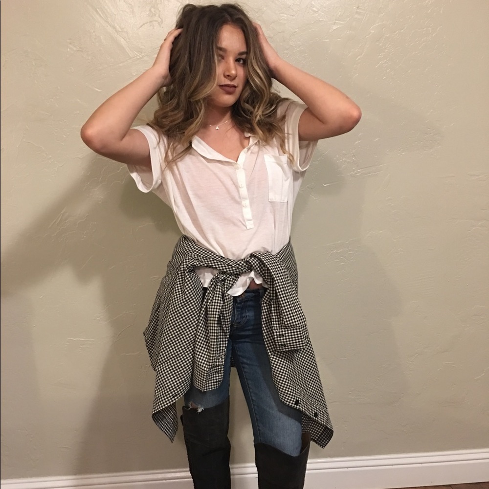 Plain white button down top