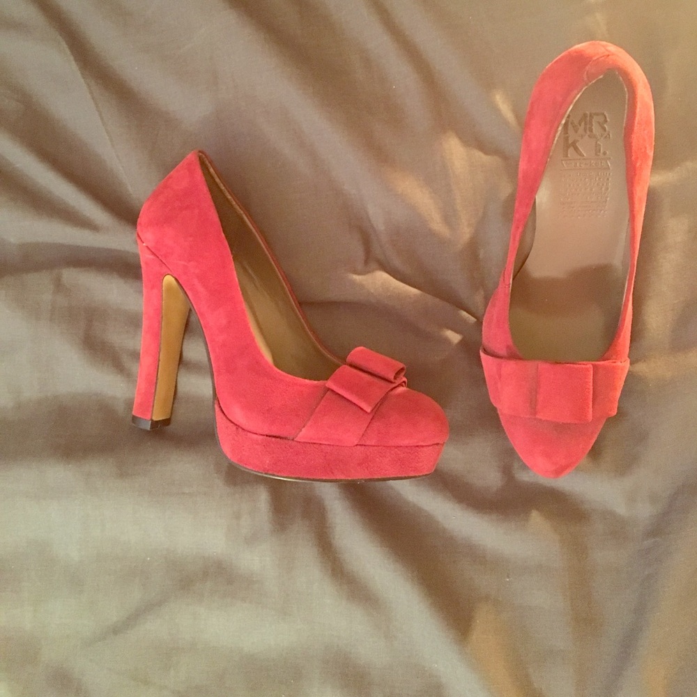 MRKT Oxblood Suede Heels with Bow