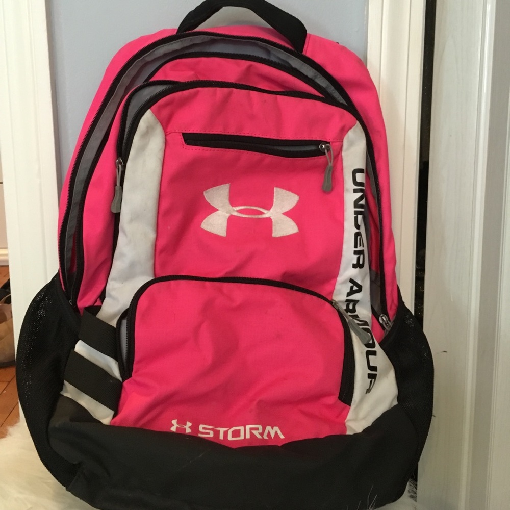Barely used PINK WHITE BLACK under armor backpack