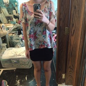 LF floral cut out hi-low top