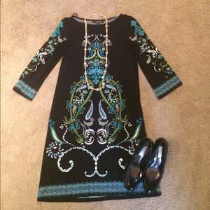Black paisley long sleeve dress