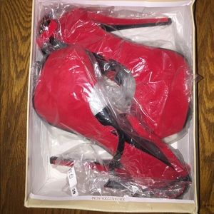 Red Cross Strap Heels