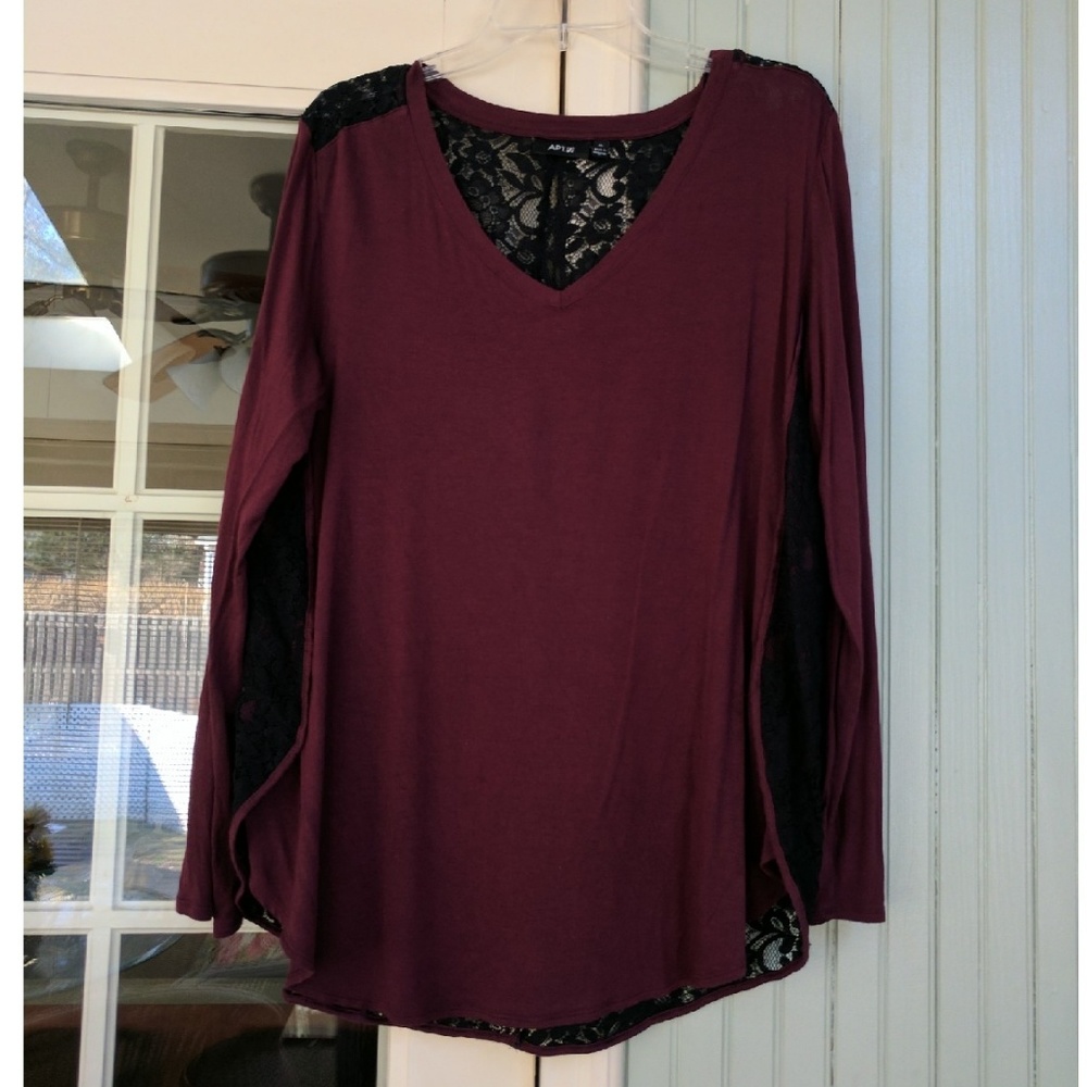 Apt 9 Burgundy Lace Back Long Sleeve