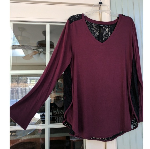 Apt 9 Burgundy Lace Back Long Sleeve - Picture 2 of 8