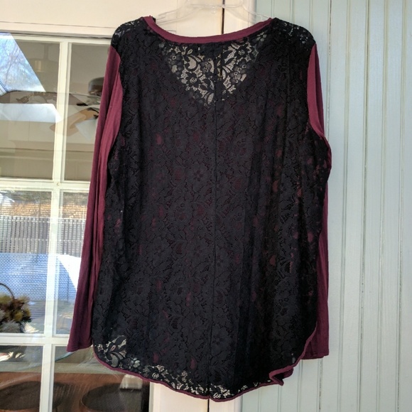 Apt 9 Burgundy Lace Back Long Sleeve - Picture 3 of 8