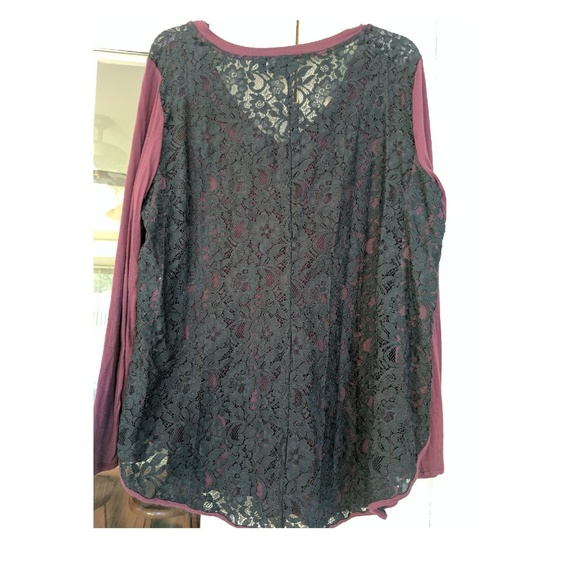 Apt 9 Burgundy Lace Back Long Sleeve - Picture 4 of 8
