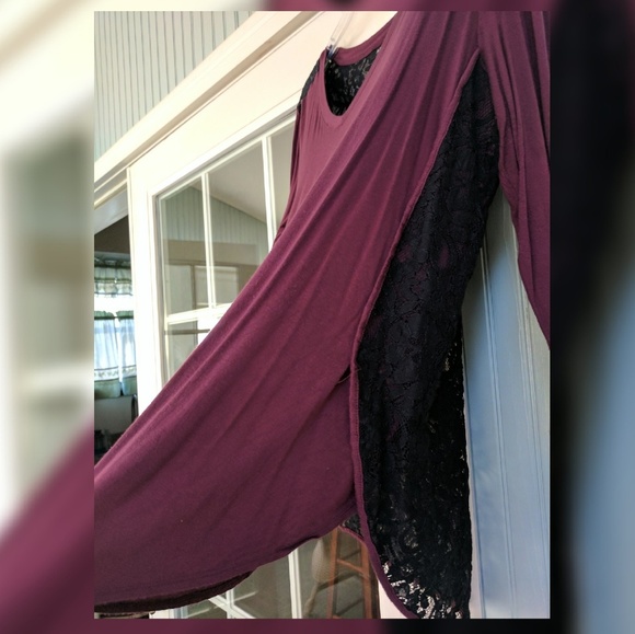 Apt 9 Burgundy Lace Back Long Sleeve - Picture 6 of 8