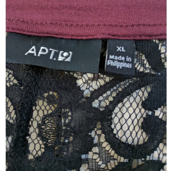 Apt 9 Burgundy Lace Back Long Sleeve - Picture 8 of 8
