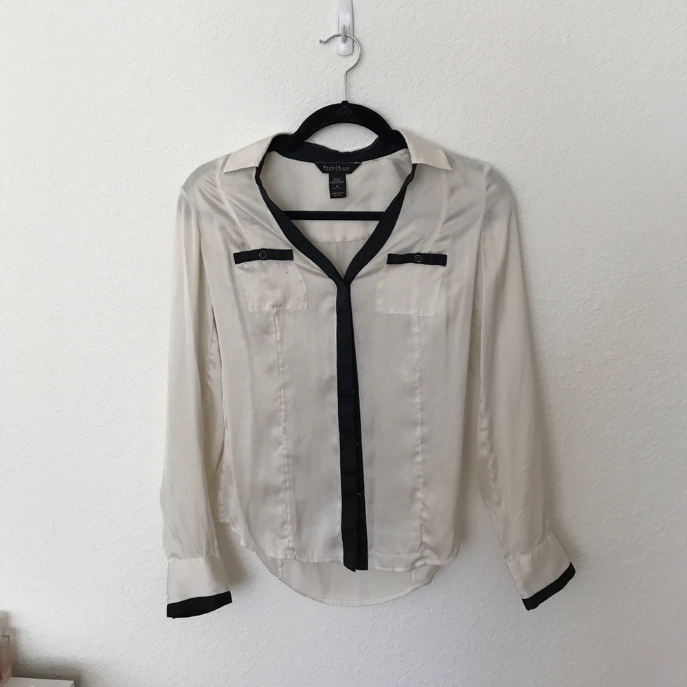 White House Black Market Silk Button Down