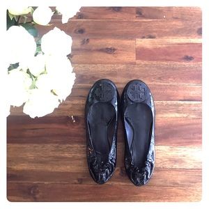Black Patent Leather Tory Butch Classic Flat