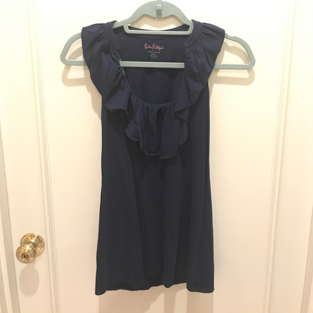 Lilly Pulitzer Navy Ruffle Tank