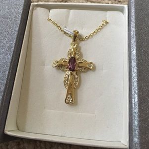 AMETHYST AND GOLD CROSS