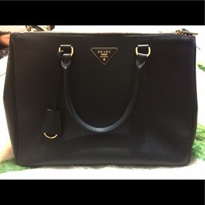Prada Saffiano Lux Double Zip Tote Bag