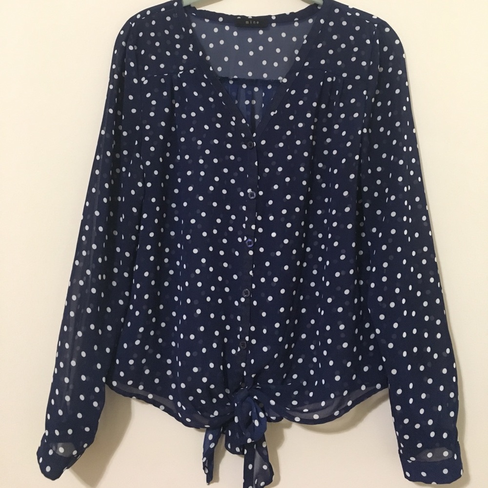 Navy Polka Dot Blouse
