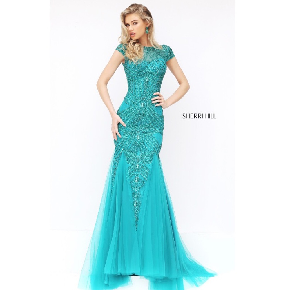 Jade green Sherri Hill Mermaid Prom dress