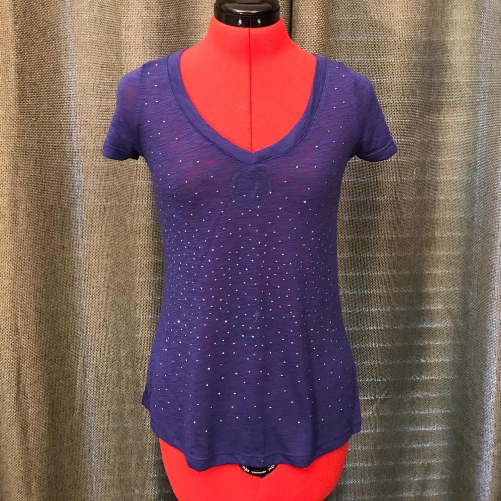 Nollie Indigo Blue Purple V-Neck T-Shirt Top