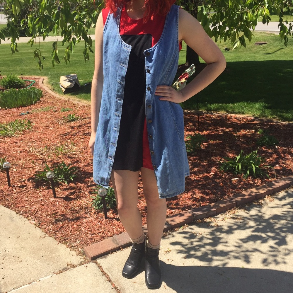 jean button up dress