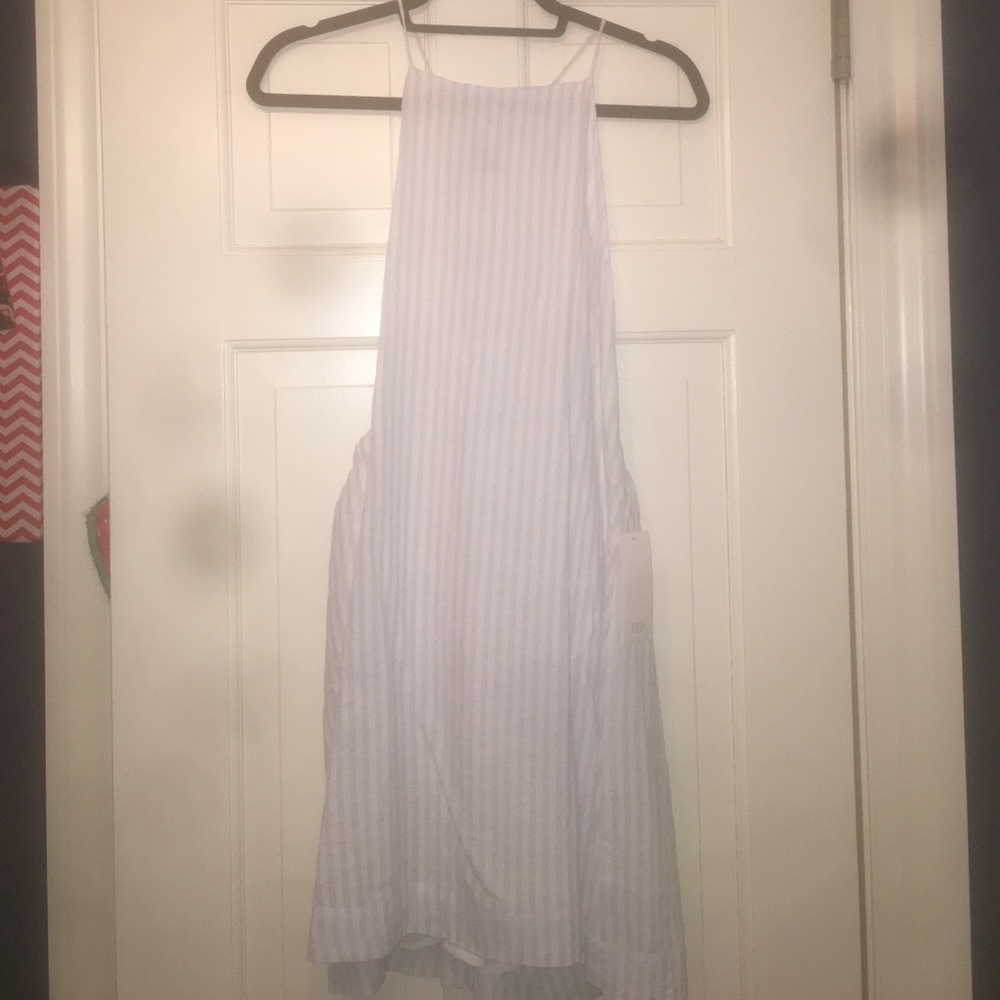Truly yours white & light blue striped dress