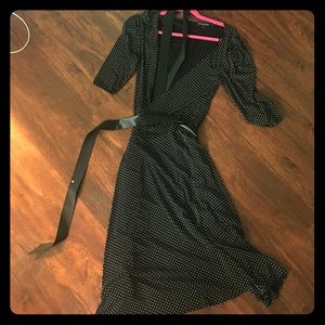 Black polka dot wrap around dress