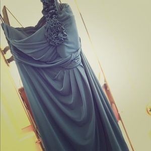 Dark teal one shoulder dress