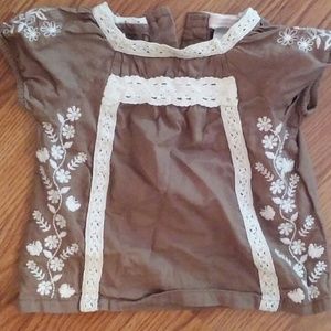 Cute Brown Embroidered blouse size 6-12mo.