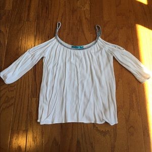 White, cold shoulder shirt